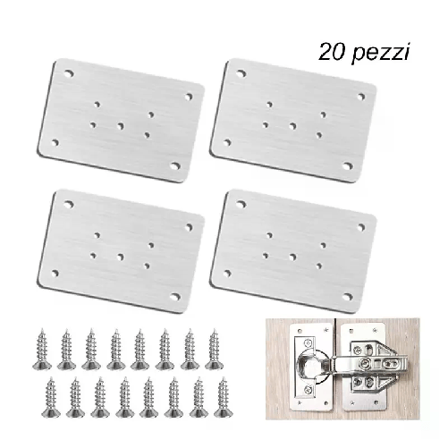 Kit 20 PZ piastra di riparazione 9x5cm cerniere di armadio pensili cucina bagno