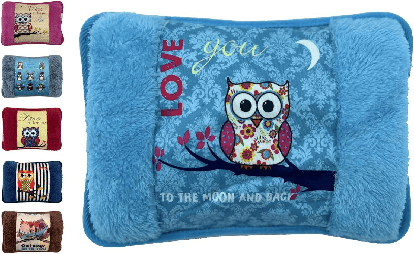 Borsa Acqua Calda Elettrica Peluche Scaldamani Scaldapiedi Allevia Dolori Scalda Gufo Azzurro