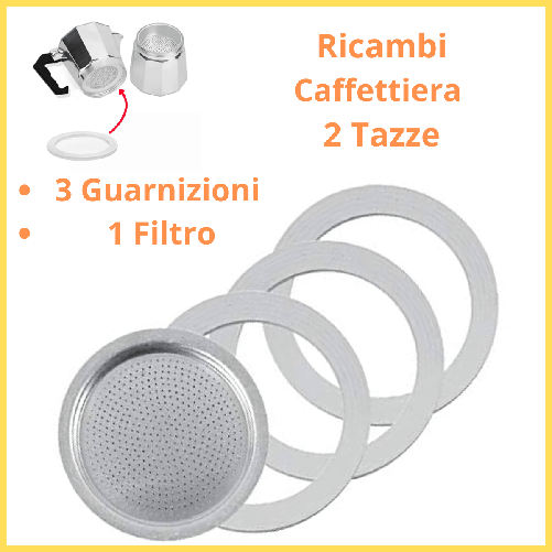 Ricambi macchina caffe moka 2 tazze guarnizioni per caffettiera e filtro caffè utensili da cucina attrezzi ricambio