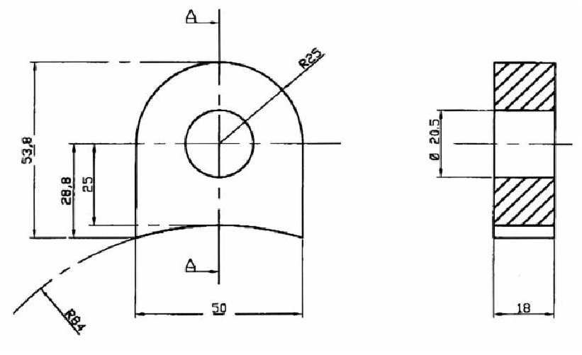 Supporto per mazza trinciasemi altezza 53x50mm senza esagono