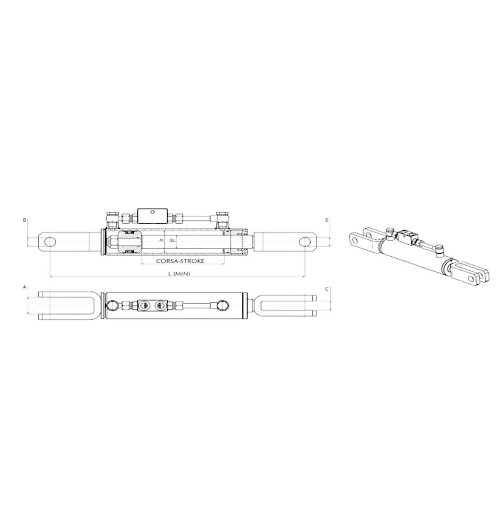 Braccio laterale idraulico lunghezza 510-660mm alesaggio 70mm