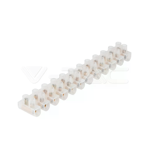 V-TAC Morsettiera 12 Connettori per Cavo Elettrico 10A da 10mm Colore Bianco (Confezione 10pz)