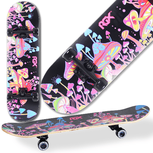 WeLLIFE Skateboard Completo per Principianti, Skateboard Bambini, Giovani e Adulti, Skate Serie RGX in Legno 80x20 cm in 9 Strati d’Acero Concavo Doub