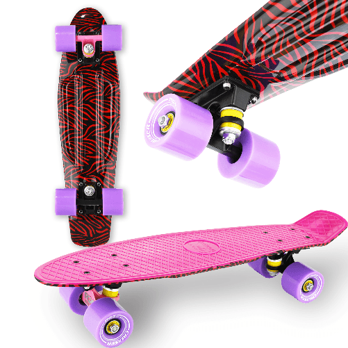 WeLLIFE Skateboard Mini Cruiser RGX Rosa Multicolore Tavola Skate 22” 56cm per Giovani Ragazzi Adulti, Ruote PU 78A con Cuscinetti ABEC-7RS...