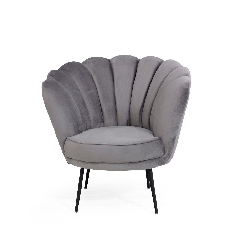 Poltroncina Poltrona a Conchiglia in Velluto Grigio da Ufficio Salotto Camera
