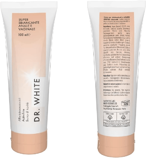 Dr. White Crema sbiancante per parti intime - Crema Sbiancante Zona Intima - Sbiancante intimo donna e uomo - 200ml crema intima