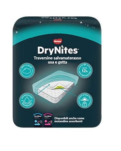 HUGGIES DRYNITES BED MATS TRAVERSE 7PZ 78X88 CM SALVAMATERASSO Huggies Traversa Letto Drynites, 7 Pz