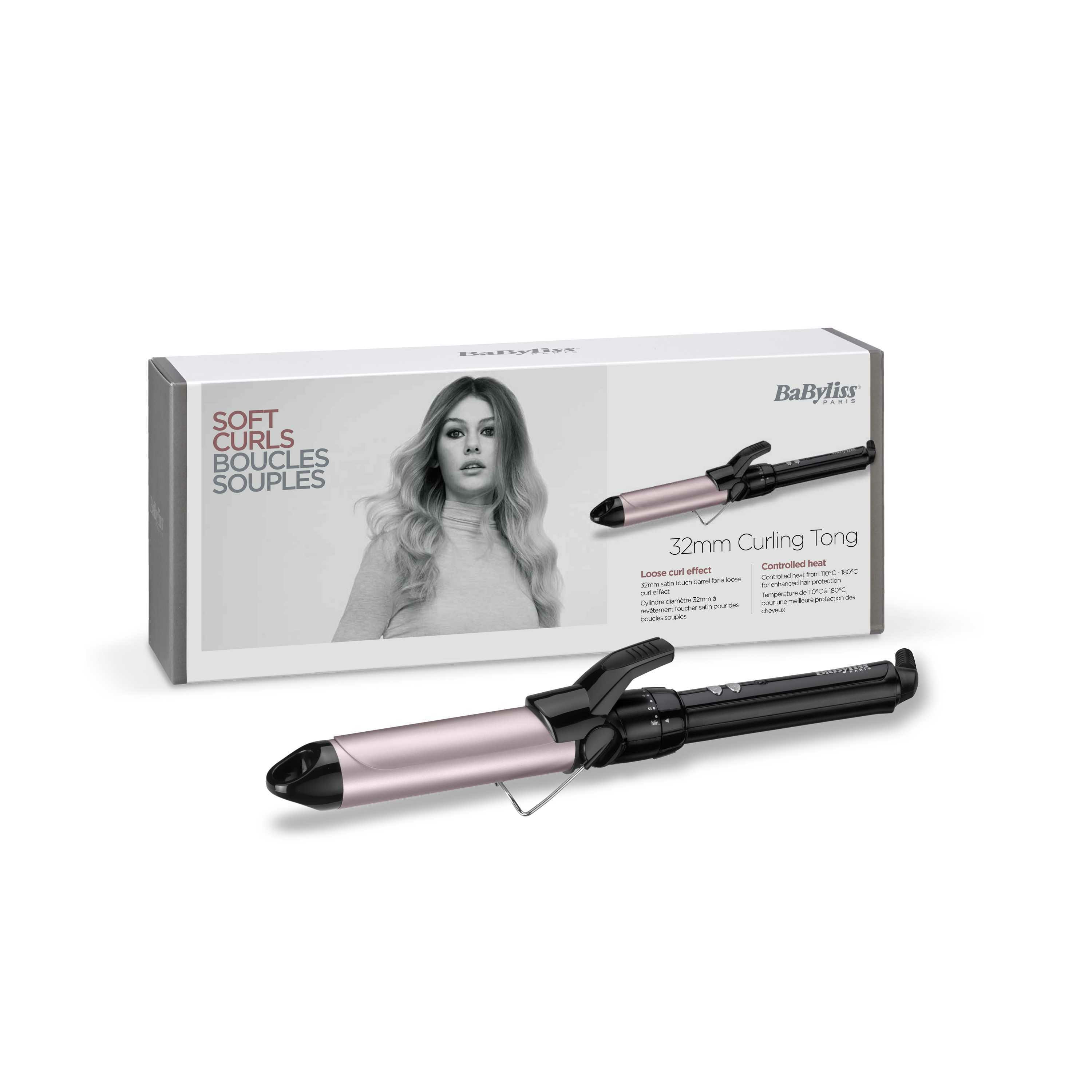 BaByliss C332E messa in piega Ferro per ricci Caldo Nero, Rosa 1,8 m