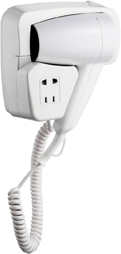 Asciugacapelli da Parete per Hotel, Phon 1300W, 2 Velocità, Montaggio a Muro, Bianco Spogliatoio Palestra B&B