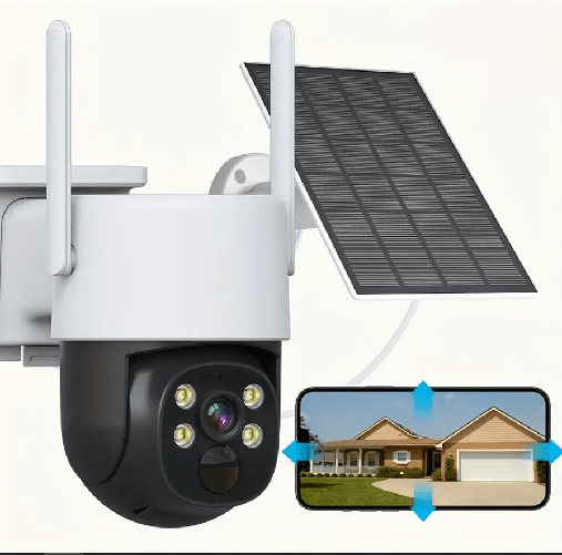 MF artSHOP Telecamera di Sicurezza WiFi da Esterno IP Camera con Pannello Solare, PTZ, Visione Notturna Telecamera di Sicurezza WiFi da Esterno IP Ca