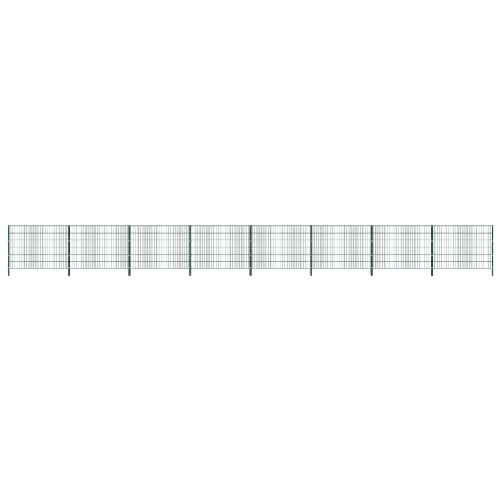 vidaXL Pannello di Recinzione con Pali in Ferro 13,6x1,2 m Verde