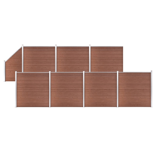 vidaXL Pannelli Recinzione 7 Quadrati 1 Inclinato 1311x186cm Marrone