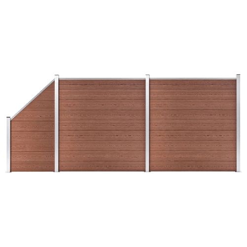 vidaXL Pannelli Recinzione 2 Quadrati 1 Inclinato 446x186cm Marrone