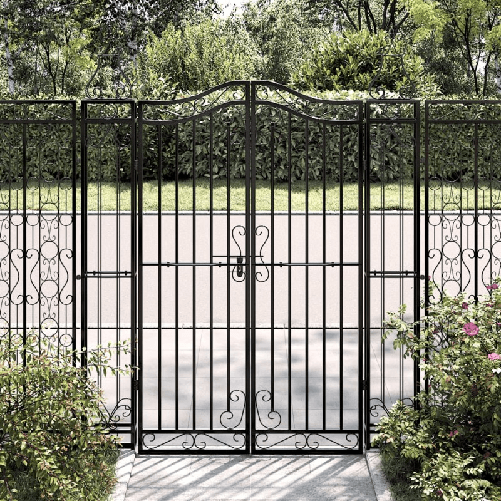 vidaXL Cancello da Giardino Nero 121x8x150 cm in Ferro Battuto