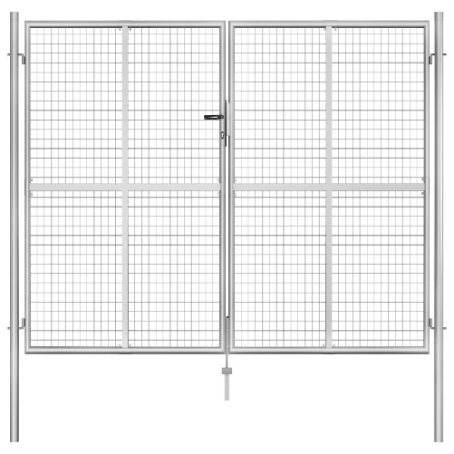 Cancello per Giardino in Acciaio Zincato 306x250 cm Argento