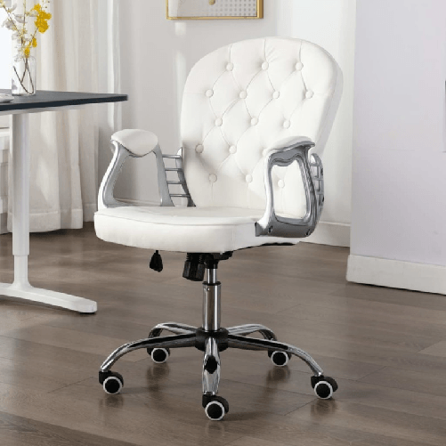 vidaXL Sedia da Ufficio Girevole Bianca in Similpelle
