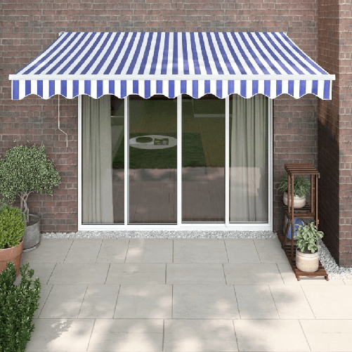 vidaXL Tenda Sole Retrattile Blu e Bianca 3,5x2,5m Tessuto e Alluminio