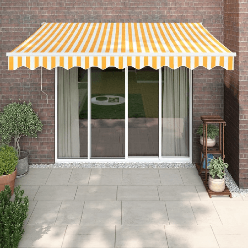 vidaXL Tenda Retrattile Gialla e Bianca 3,5x2,5 m Tessuto e Alluminio