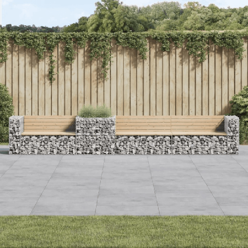 vidaXL Panca da Giardino con Cesto Gabbione in Legno Massello di Pino
