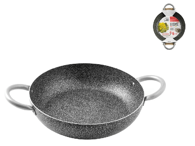 Tegame 2 Manici Antiaderente Family Stone Cm 40 Argento Home