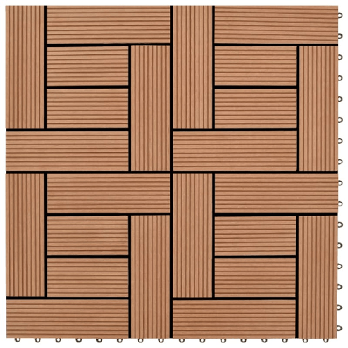 Set 11 Piastrelle in WPC 30 x 30 cm 1 mq marrone