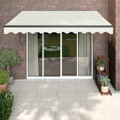 Tenda da Sole Retrattile Crema 3,5x2,5 m in Tessuto e Alluminio
