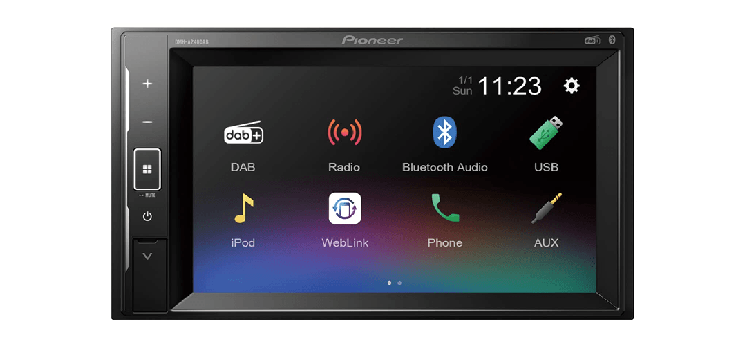 Pioneer DMH-A240DAB - Lettore multimediale touchscreen Mechafree 6.2, Smartphone Mirroring, DAB/DAB+, GEQ a 13 bande Pioneer DMH-A240DAB Nero 200 W Bl