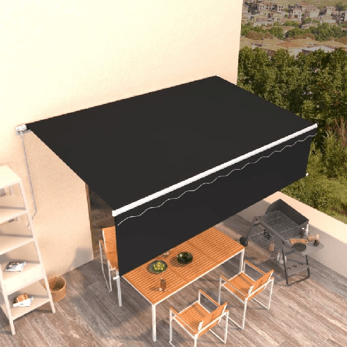 Tenda da Sole Retrattile Manuale con Parasole 5x3m Antracite