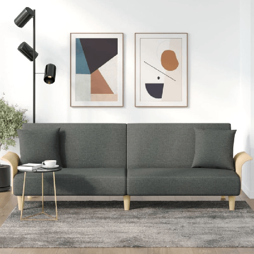 vidaXL Divano Letto con Braccioli Grigio Scuro in Tessuto