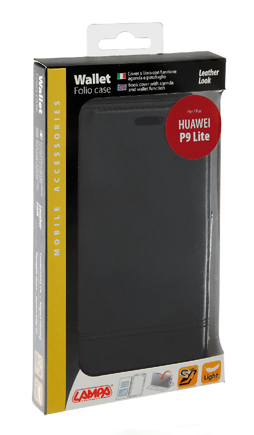 Wallet Folio Case, cover a libro - Huawei P9 Lite - Nero