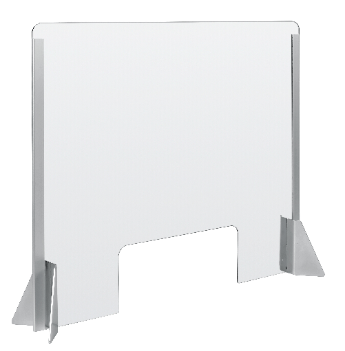 Schermo protettivo parafiato con feritoia per banconi e scrivanie - 660x560 mm