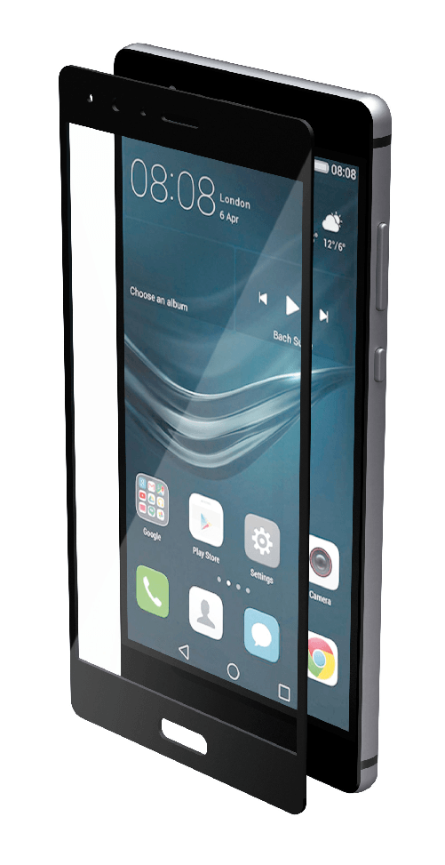 Phantom, vetro temperato protettivo da bordo a bordo - Huawei P9 Plus - Glossy Black