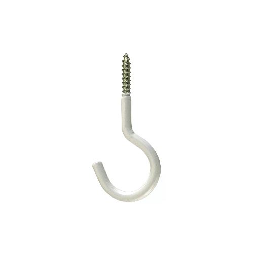 Ganci aperti in ferro plastificato bianco con filetto per legno 5,2x80 mm. 2 pz.