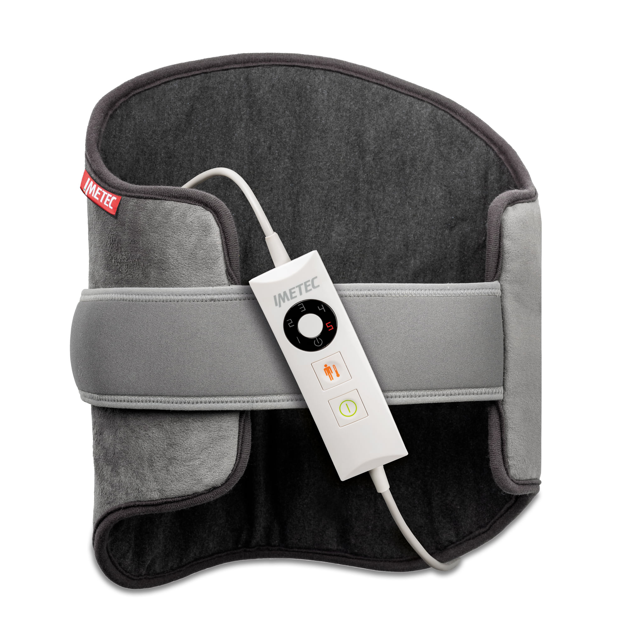 Imetec Intellisense Lumbar, termoforo, cuscino termico per zona lombare con fascia elastica, Rapido riscaldamento, Tessuto anallergico, 5 temperature,