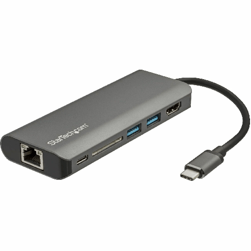 StarTech.com Adattatore multiporta USB-C - Dock da viaggio USB tipo C a HDMI 4K, 3x USB 3.0 hub, SD / SDHC, GbE, pass
