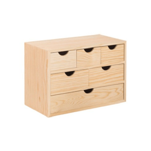 Cassettiera in Legno Mini 6 Cassetti 40X20X28 cm Multiuso