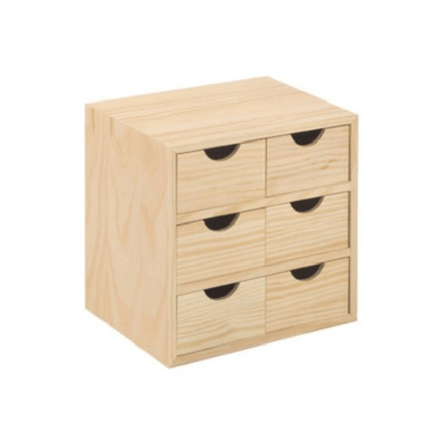 Cassettiera in Legno Mini 6 Cassetti 28X20X28 cm Multiuso