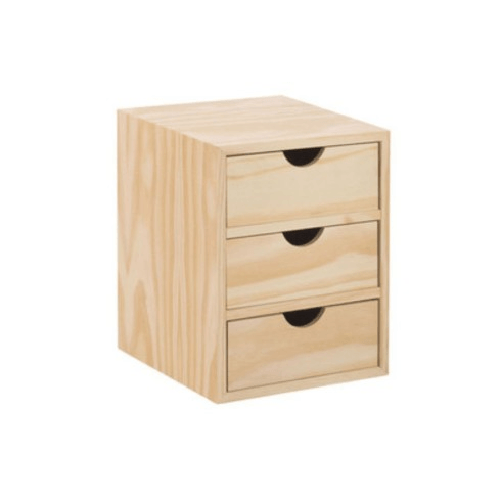 Cassettiera Mini 3 Cassetti 21X20x28 cm in Legno
