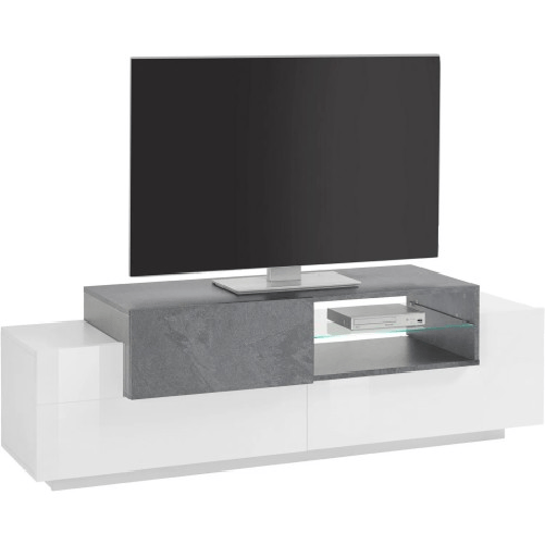 Mobile Porta TV Bianco Ardesia 160 cm Madia Bassa per Soggiorno