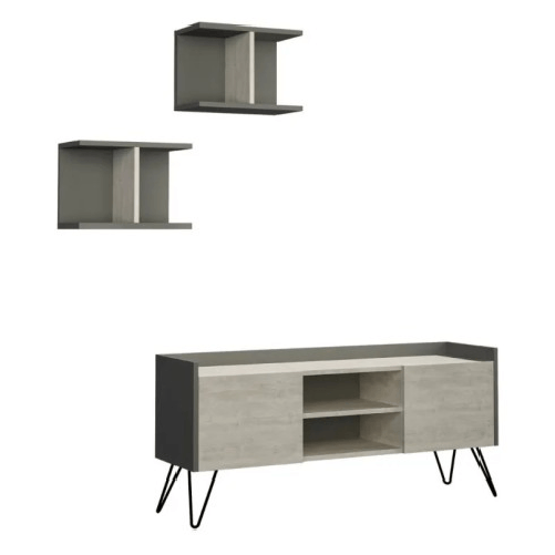 Mobile Porta Tv Ante Bianche Vintage e Mensole 125x33x56 cm