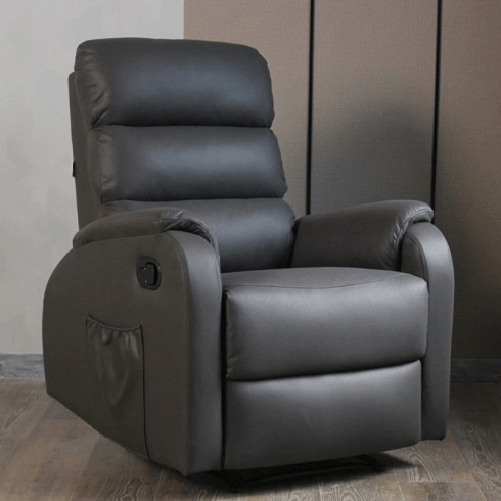 Poltrona Relax in Nabuk Grigio Reclinabile con Poggiapiedi