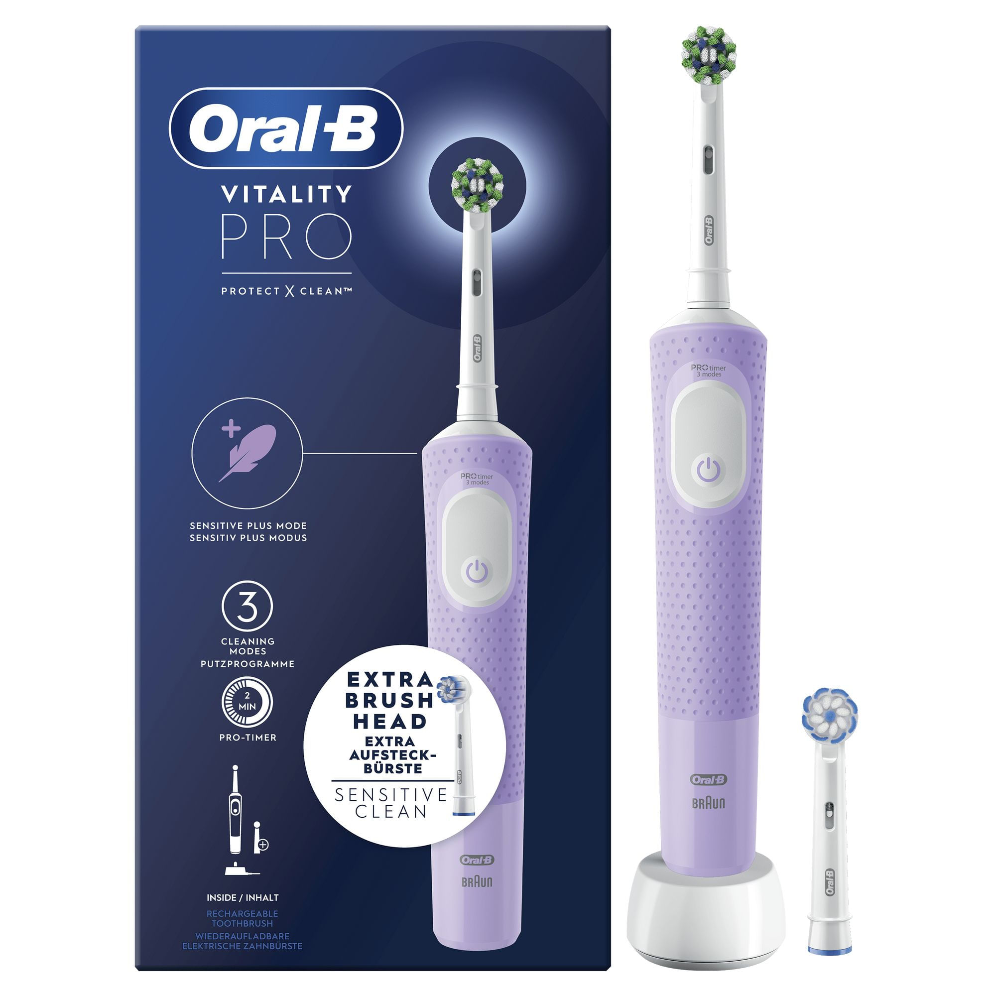 Braun Oral-B Vitality Spazzolino Elettrico Ricaricabile Pro Viola, 2 Testine Oral-B Vitality Spazzolino Elettrico Ricaricabile Pro Viola, 2 Testine