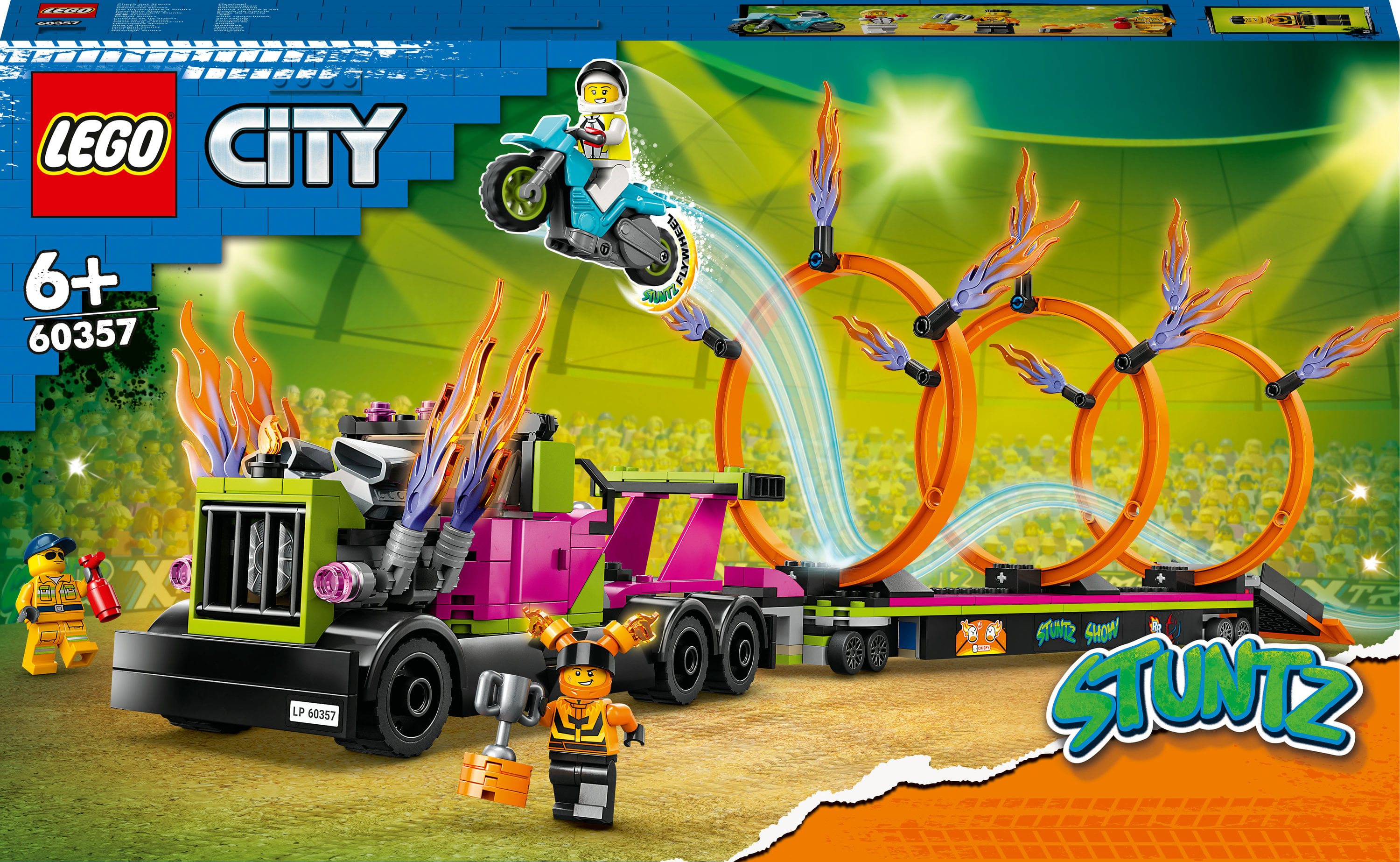 LEGO 60357 City Stuntz - Stunt Truck con Moto e Anelli di Fuoco LEGO City Stunt Truck: sfida dell’anello di fuoco