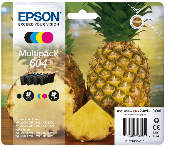 Epson 604 cartuccia d'inchiostro 4 pz Compatibile Resa standard Nero, Ciano, Magenta, Giallo Epson 604 cartuccia d'inchiostro 4 pz Originale Resa stan