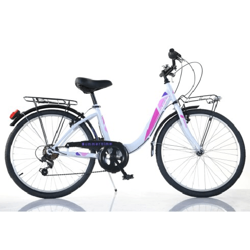 Bicicletta da Ragazza Donna Ruota 26 Pollici Bianca con 6 Marce