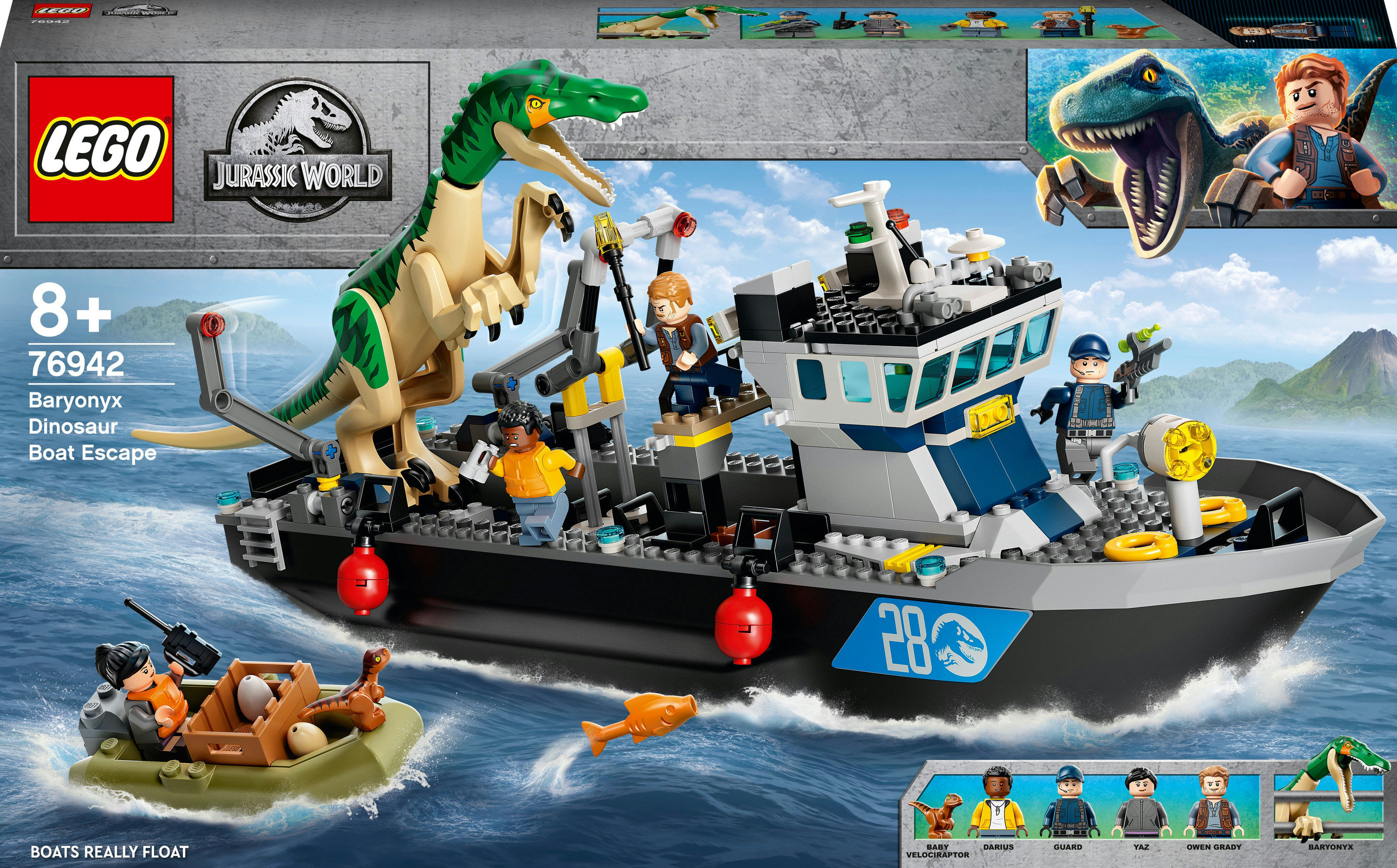Lego Fuga sulla barca del dinosauro Baryonyx - Lego Jurassic World 76942 LEGO Jurassic World Fuga sulla barca del dinosauro Baryonyx
