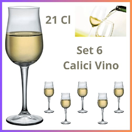 Calici vino bianco rosso bicchiere vetro set 6 calice bicchieri bormioli rocco