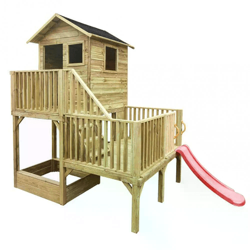Casetta per bambini con scivolo in Legno cm 176x176x273 - VERO