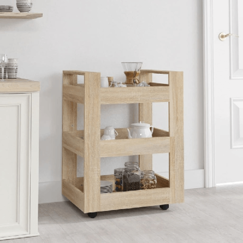 Carrello da Cucina rovere sonoma 60x45x80 cm Legno Multistrato