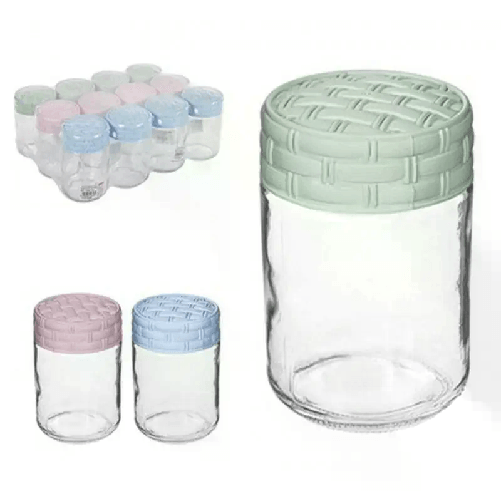 12x Barattoli vetro per conserve vasi vasetti chiusura 500ml con tappi miele